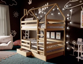 Кровать-домик двухъярусная 80*190 без покраски в Нефтекамске - neftekamsk.mebel24.online | фото