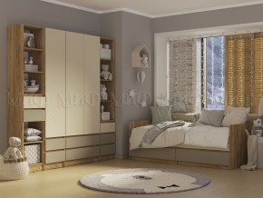 ЧЕЛСИ Color Кровать с ящиками 800 с настилом ЛДСП (Слоновая кость/Глиняный серый/Дуб крафт) в Нефтекамске - neftekamsk.mebel24.online | фото 2