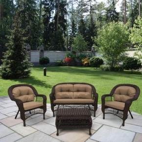 Плетеный комплект для отдыха LV-520BB Вrown/Beige в Нефтекамске - neftekamsk.mebel24.online | фото