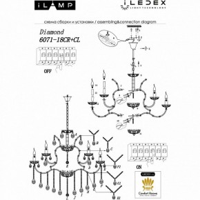 Подвесная люстра iLamp Diamond 6071-18 CR+CL в Нефтекамске - neftekamsk.mebel24.online | фото 2