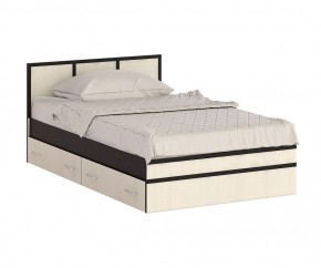 Сакура Кровать с ящиками 1200, цвет венге/дуб лоредо, ШхГхВ 123,5х203,5х80 см., сп.м. 1200х2000 мм., без матраса, основание есть, универсальная сборка в Нефтекамске - neftekamsk.mebel24.online | фото 4