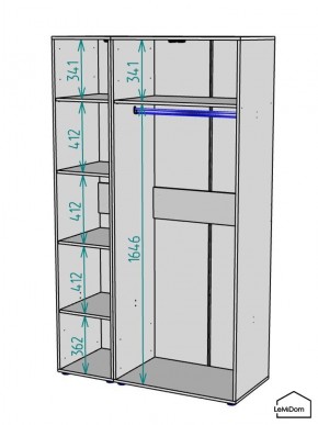 Шкаф Linnea MHR-3-1 2050х1200х510 (Графит-М 11.1.25) в Нефтекамске - neftekamsk.mebel24.online | фото 3