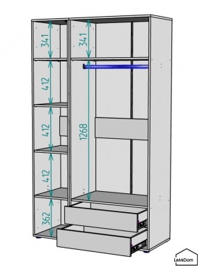 Шкаф Linnea MHR-3-2 2050х1200х510 (Белый-М 11.1.2) в Нефтекамске - neftekamsk.mebel24.online | фото 3