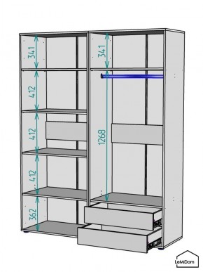 Шкаф Linnea MHR-4PO-2 2050х1600х510 (Белый-М 11.1.2) в Нефтекамске - neftekamsk.mebel24.online | фото 3