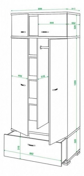 Шкаф платяной Домино КС-20 в Нефтекамске - neftekamsk.mebel24.online | фото 3