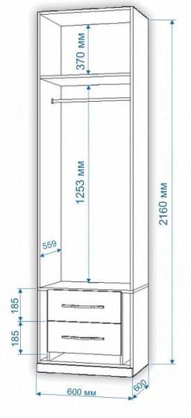 Шкаф платяной Нобиле Пл-60/60 в Нефтекамске - neftekamsk.mebel24.online | фото 2