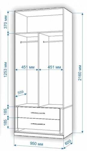 Шкаф платяной Нобиле Пл-95/60 в Нефтекамске - neftekamsk.mebel24.online | фото 2