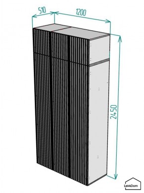 Шкаф с антресолью Linnea MHR-3A-1 2450х1200х510 (Графит-М 11.1.25) в Нефтекамске - neftekamsk.mebel24.online | фото 2