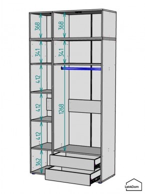 Шкаф с антресолью Linnea MHR-3A-2 2450х1200х510 (Графит-М 11.1.25) в Нефтекамске - neftekamsk.mebel24.online | фото 3