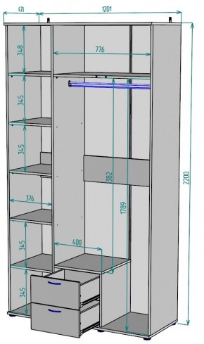 Шкаф с зеркалом Ольга H54_M в Нефтекамске - neftekamsk.mebel24.online | фото 2