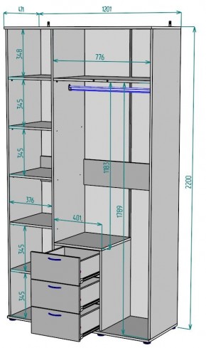 Шкаф с зеркалом Ольга H57_M в Нефтекамске - neftekamsk.mebel24.online | фото 2