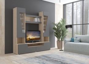 Стенка АНТАЛИЯ 2 (Сонома/Графит софт) в Нефтекамске - neftekamsk.mebel24.online | фото 3