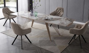 Стол ACERRA NEW 160 GLOSS LUXURY PANDORA SOLID CERAMIC/ каркас цвета шампань, ®DISAUR в Нефтекамске - neftekamsk.mebel24.online | фото 3