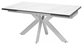 Стол BELLUNO 160 MARBLES KL-99 Белый мрамор матовый, итальянская керамика/ белый каркас, ®DISAUR в Нефтекамске - neftekamsk.mebel24.online | фото 1