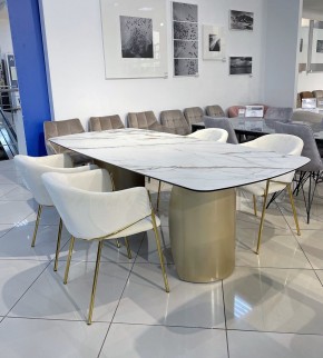 Стол BRONTE 220 KL-188 Контрастный мрамор матовый, итальянская керамика/ Шампань, ®DISAUR в Нефтекамске - neftekamsk.mebel24.online | фото 3