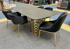 Стол CHIAVARI 220 KL-116 Черный мрамор матовый, итальянская керамика / бронзовый, ®DISAUR в Нефтекамске - neftekamsk.mebel24.online | фото 2
