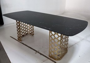 Стол CHIAVARI 220 KL-116 Черный мрамор матовый, итальянская керамика / бронзовый, ®DISAUR в Нефтекамске - neftekamsk.mebel24.online | фото 4