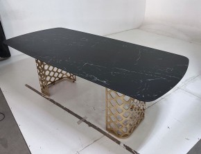 Стол CHIAVARI 220 KL-116 Черный мрамор матовый, итальянская керамика / бронзовый, ®DISAUR в Нефтекамске - neftekamsk.mebel24.online | фото 6