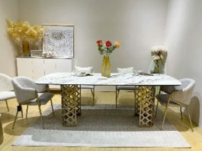 Стол CHIAVARI 220 KL-188 Контрастный мрамор матовый, итальянская керамика / Шампань, ®DISAUR в Нефтекамске - neftekamsk.mebel24.online | фото 2
