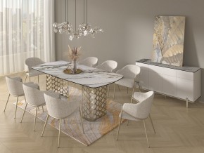 Стол CHIAVARI 220 KL-188 Контрастный мрамор матовый, итальянская керамика / Шампань, ®DISAUR в Нефтекамске - neftekamsk.mebel24.online | фото 9