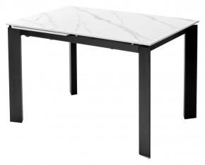 Стол CORNER 120 MATT WHITE MARBLE SOLID CERAMIC / BLACK, ®DISAUR в Нефтекамске - neftekamsk.mebel24.online | фото 1