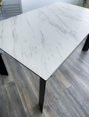 Стол CREMONA 140 KL-99 Белый мрамор матовый, итальянская керамика / черный каркас, ®DISAUR в Нефтекамске - neftekamsk.mebel24.online | фото 3