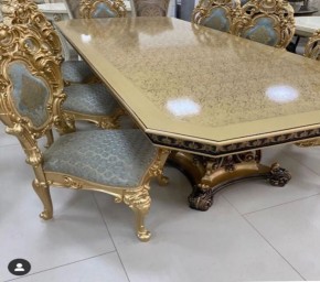 Стол прямоугольный раскладной Изабелла GOLD (столешница под мрамор) 2500(3000)*1100 в Нефтекамске - neftekamsk.mebel24.online | фото