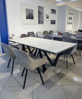 Стол RIETI 200 KL-99 Белый мрамор матовый, итальянская керамика / черный каркас, ®DISAUR в Нефтекамске - neftekamsk.mebel24.online | фото 3