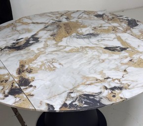 Стол TERAMO 135 GLOSS GRAND JADE SOLID CERAMIC, керамика, поворотн.механизм / Черный каркас, ®DISAUR в Нефтекамске - neftekamsk.mebel24.online | фото 4