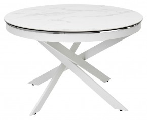 Стол TRENTO 120 HIGH GLOSS STATUARIO Белый мрамор глянцевый, керамика/ белый каркас, ®DISAUR в Нефтекамске - neftekamsk.mebel24.online | фото 2