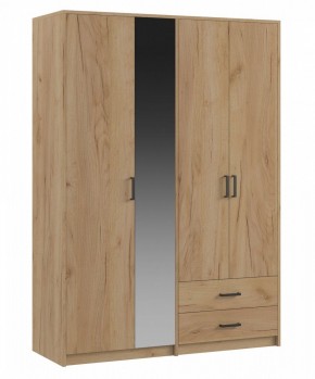 СВЕТЛАНА LOFT Шкаф 4 двери с зеркалом (дуб золотой) в Нефтекамске - neftekamsk.mebel24.online | фото