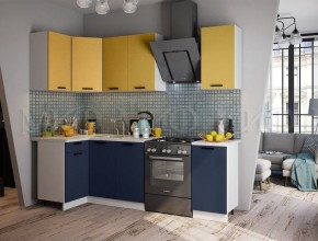 ТЕХНО Кухонный гарнитур угловой 1,8х1,1 м Компоновка №6 (Горчица софт/Ультрамарин софт) в Нефтекамске - neftekamsk.mebel24.online | фото