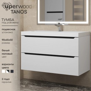Тумба под раковину Uperwood Tanos 90 см, подвесная, белая/графит в Нефтекамске - neftekamsk.mebel24.online | фото 3